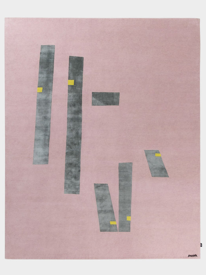 Macchine Inutili Rug in Pink by Bruno Munari for AMINI