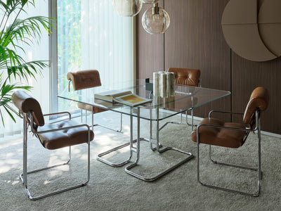 TUCROMA Chair & Glass Top Table