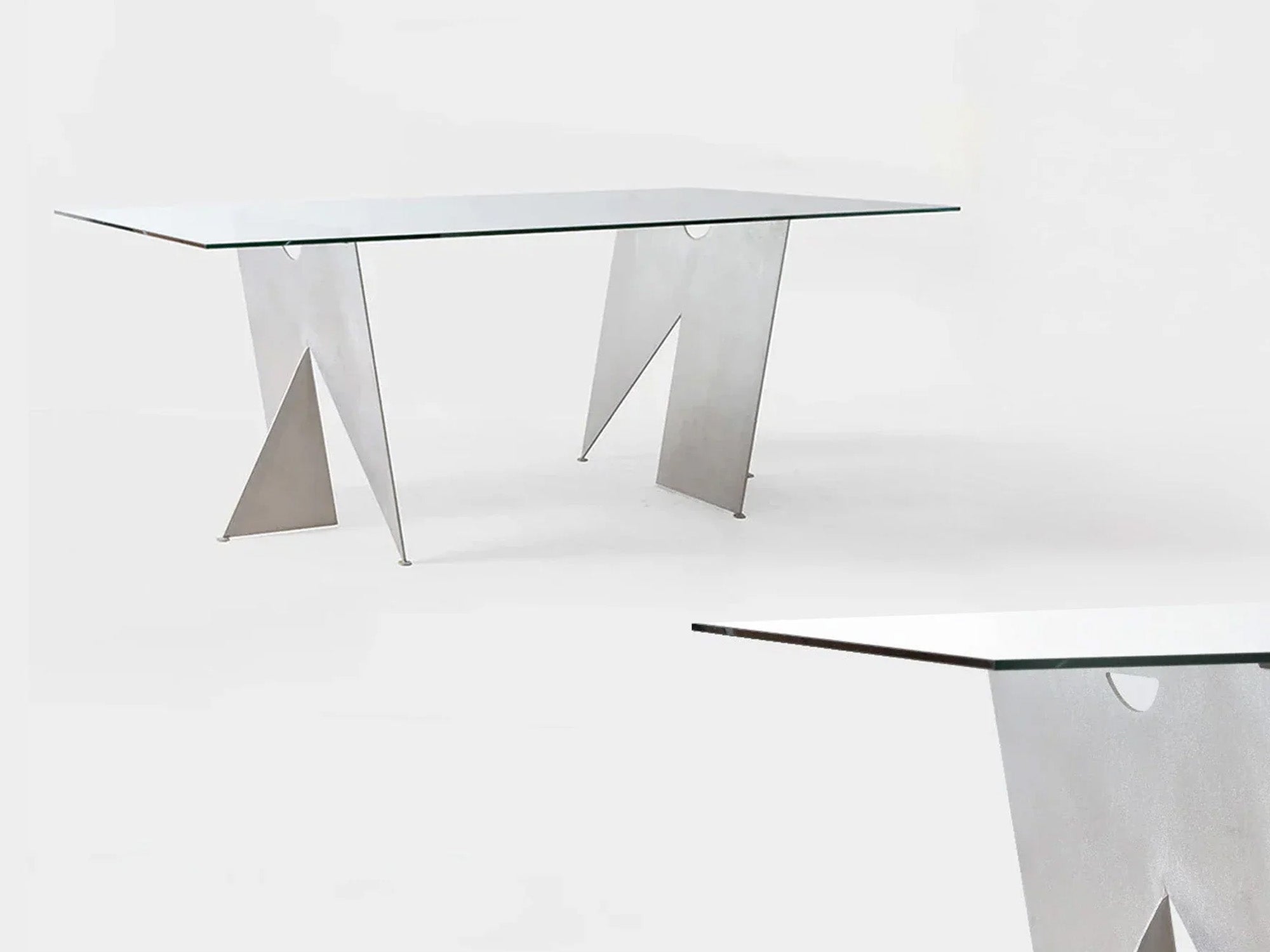 ETRETAT Glass Top Table（エトルタ ガラストップテーブル）　|　日本の切り紙から着想を得た、ポストモダンの輪郭漂う和洋折衷なミニマルデザイン。