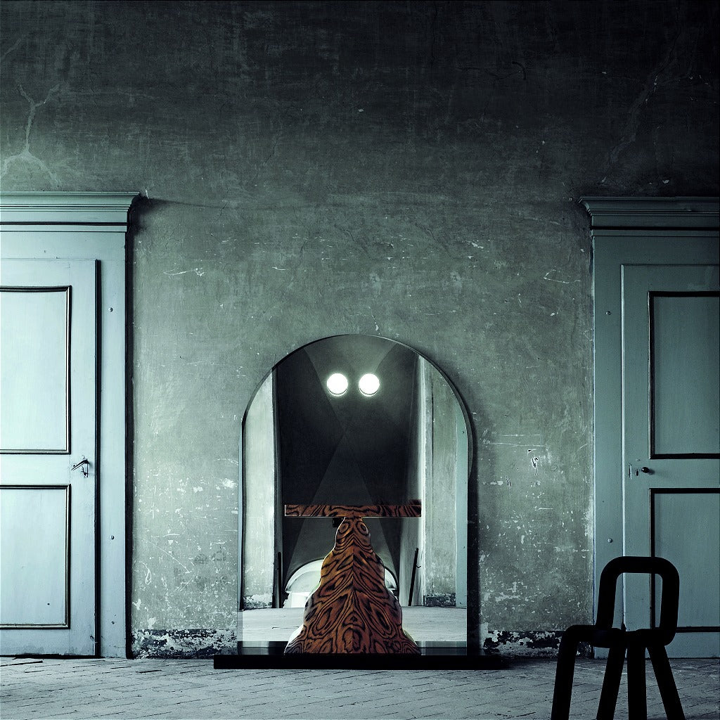 Sybilla Console Table with Mirror by Ettore Sottsass for GLAS ITALIA