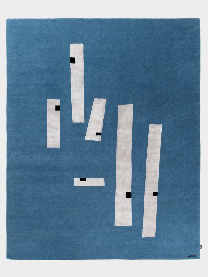 Macchine Inutili Rug in Azur by Bruno Munari for AMINI